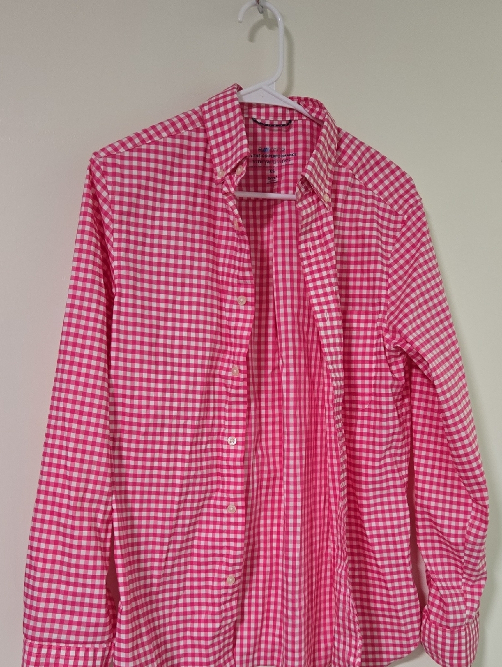 Vineyard Vines Pink and White Gingham Performance Top